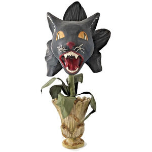 Bethany Lowe Scaredy Cat Orchid Halloween Black Paper Mache Flower Urn 18" Rare